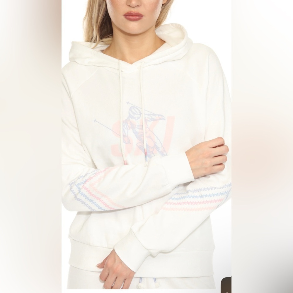 PJ Salvage Mountain Bound Ski Hoodie & Jogger Set Women’s White Pastel Size XL - Picture 2 of 6